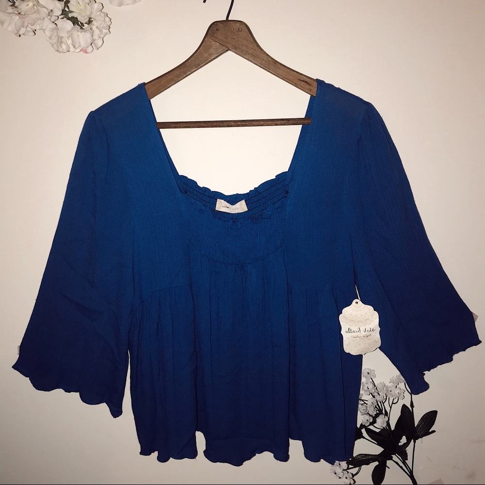 NWOT Altar’d State Royal Blue top short sleeve